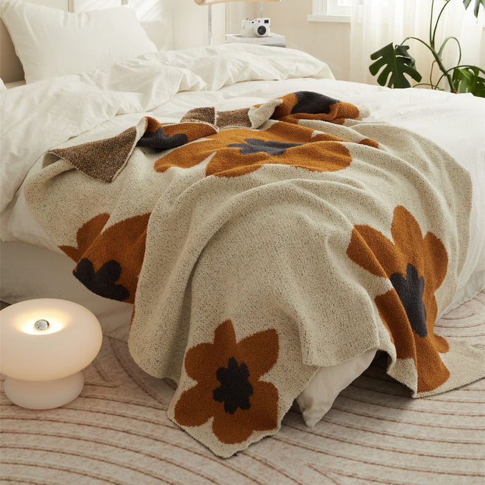 All 4 Kids Daisy Soft Cotton Pattern Knitted Throw Blanket