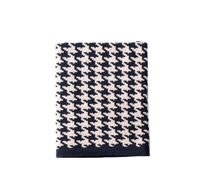 All 4 Kids Houndstooth Soft Pattern Knitted Throw Blanket