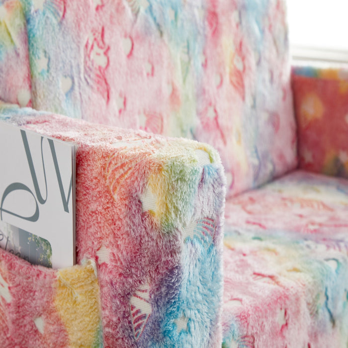 All 4 Kids Rainbow Unicorn Glow Flip-Out Double Couch