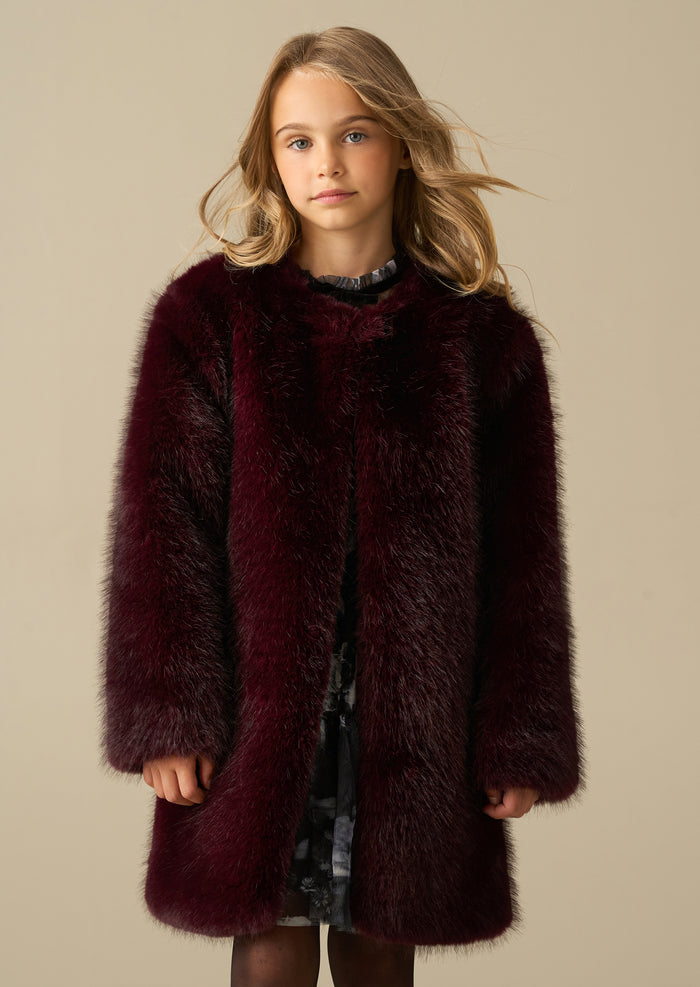 Allegra Burgundy Fur Coat