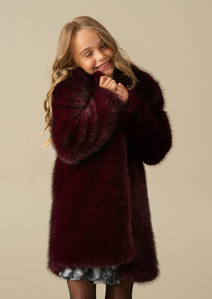 Allegra Burgundy Fur Coat