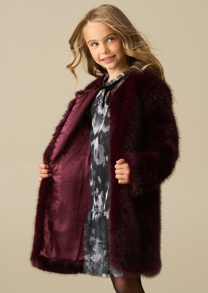 Allegra Burgundy Fur Coat