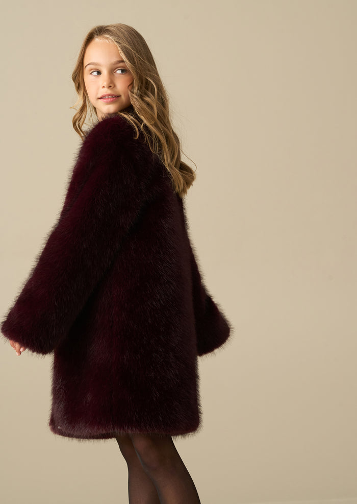 Allegra Burgundy Fur Coat