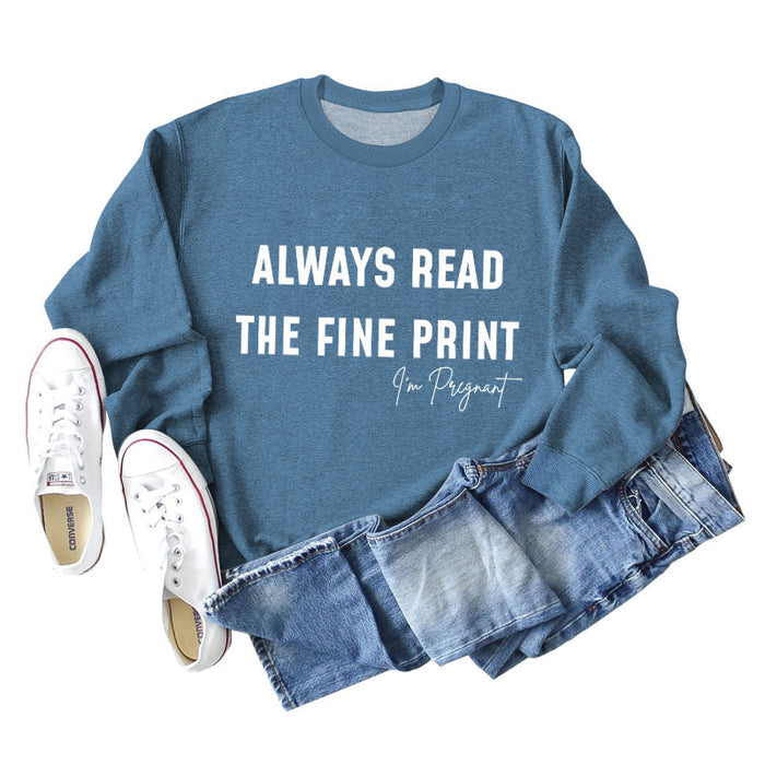 Blue sweater (white font) / S