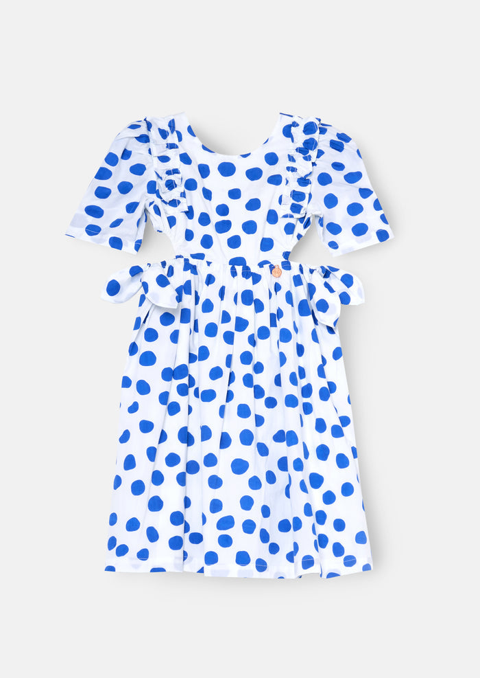 Amara Blue Puff Sleeve Spot Dress