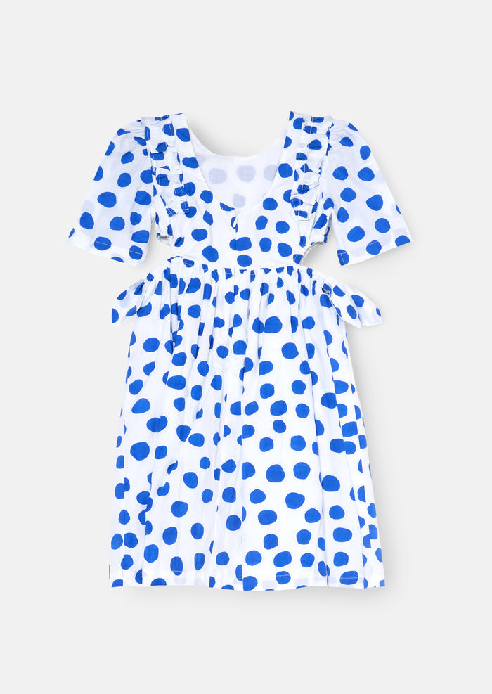 Amara Blue Puff Sleeve Spot Dress