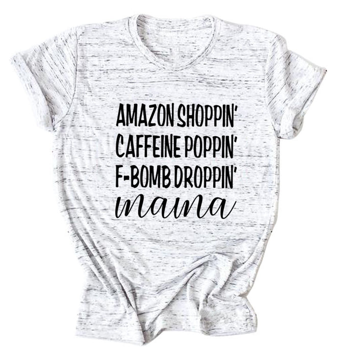 Amazon Shoppin Crewneck Letter Short Sleeve Casual T-shirt Woman T-Shirt