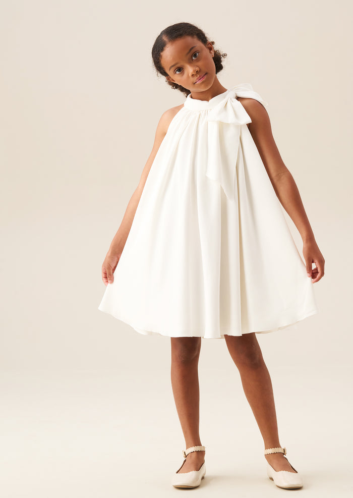 Amelia White Bow Swing Dress