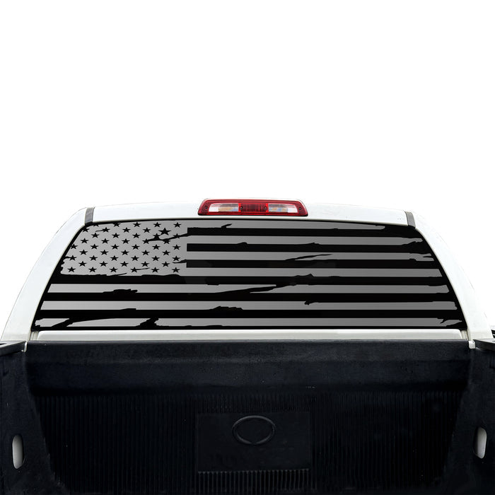American Flag Rear Window Decal for Toyota Tundra 2007-2021 – Precut Matte Black Vinyl