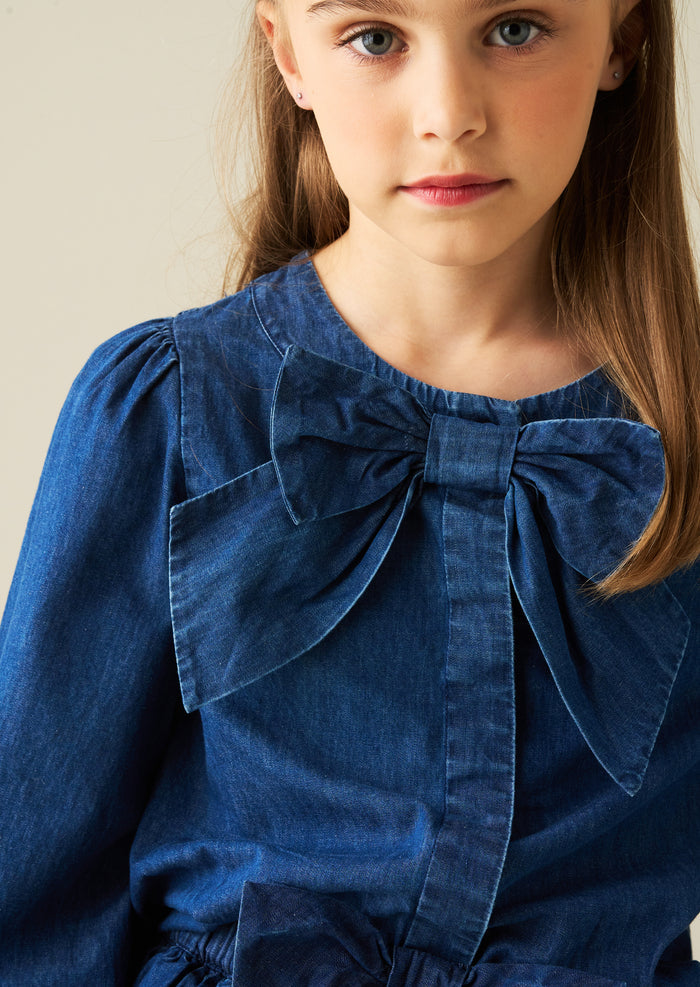 Annie Denim Bow Blouse