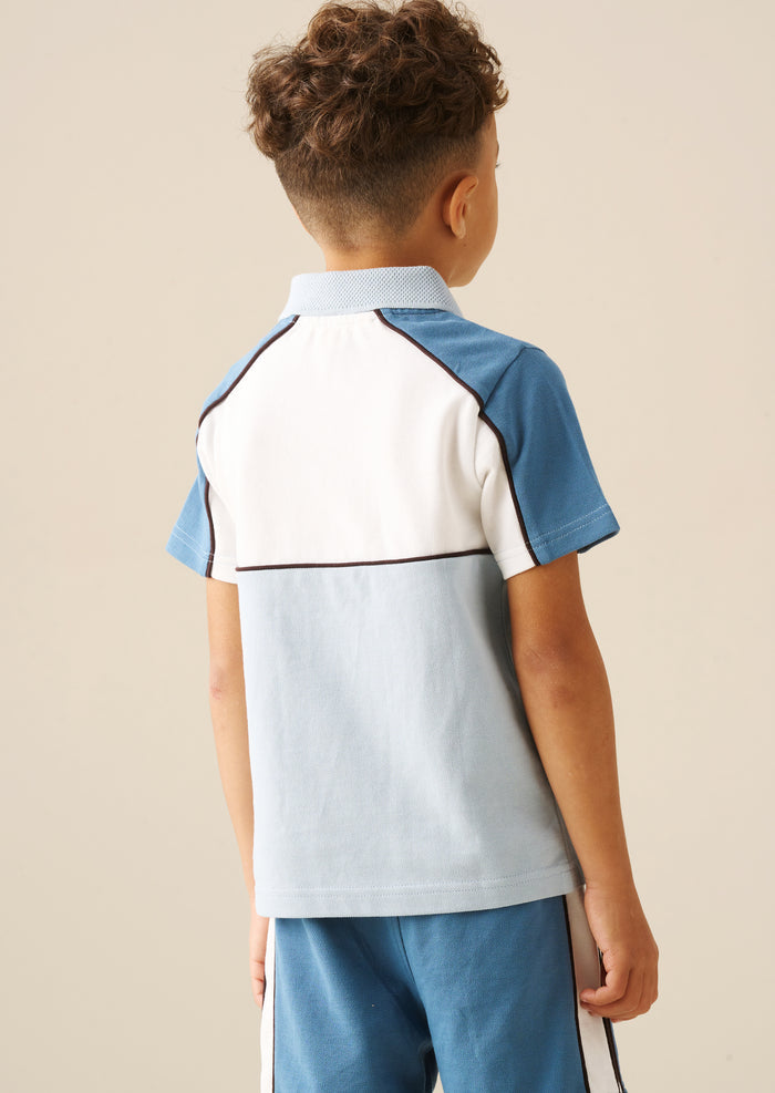 Asher Blocked Pique Zip Polo