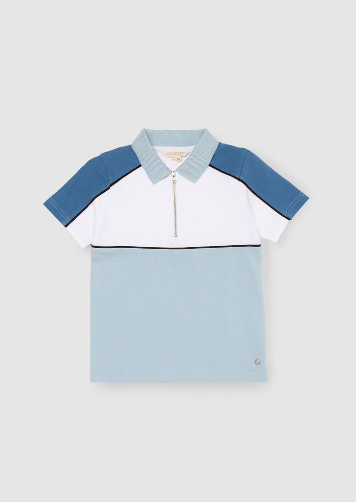 Asher Blocked Pique Zip Polo