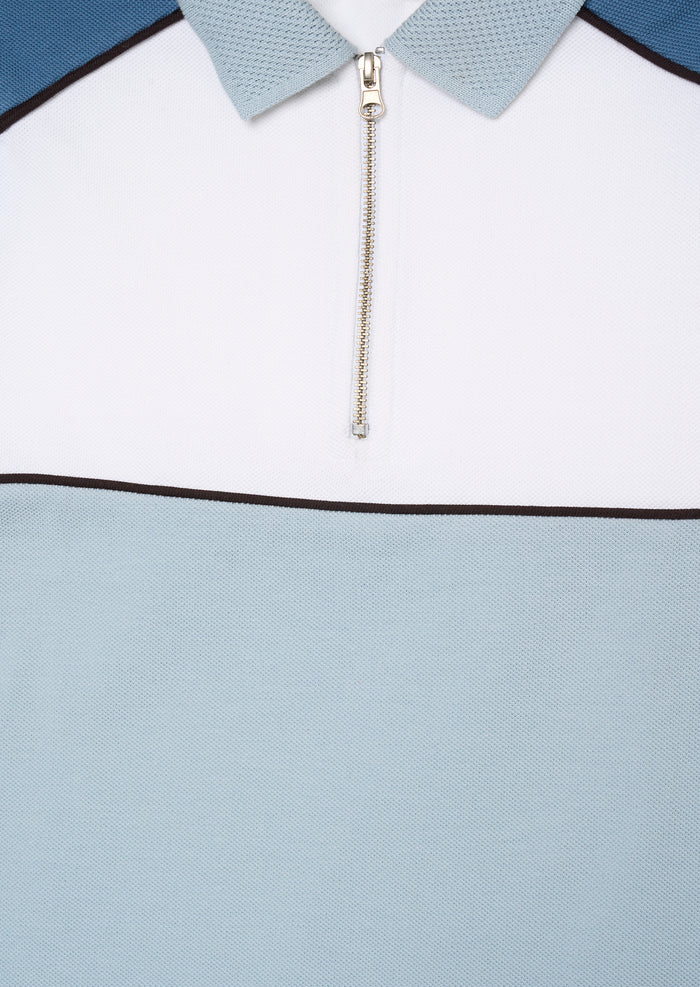 Asher Blocked Pique Zip Polo