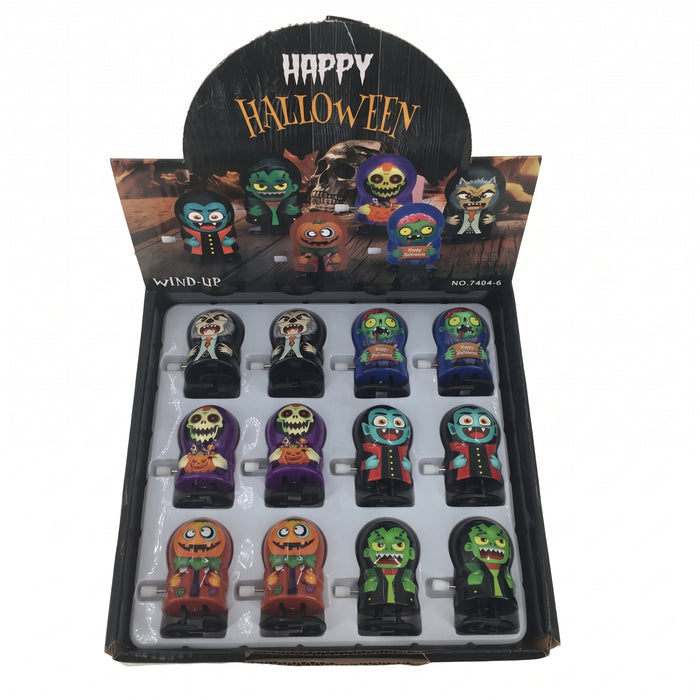 Assorted Halloween Spooky Monster Wind-Up Toys, 12-Piece Retail Display Box, Wholesale