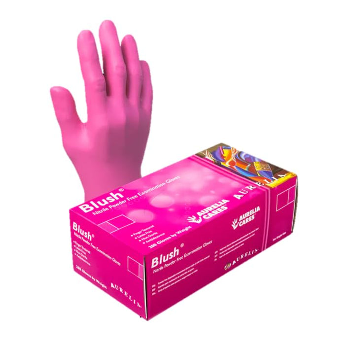 Aurelia - 2.5 MIL Blush PF Nitrile Gloves, Large, 200/Box, 10Box/Cs - 78888