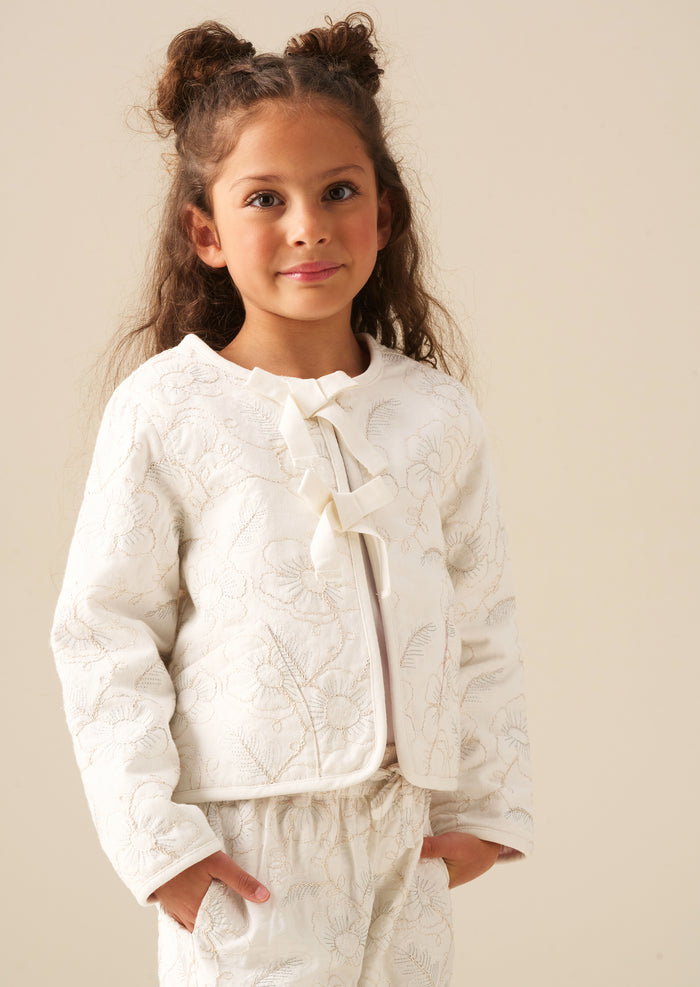 Aurora Embroidered Tie Front Jacket