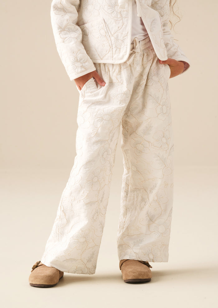 Aurora Floral Embroidered Tie Waist Trousers