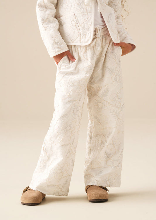 Aurora Floral Embroidered Tie Waist Trousers