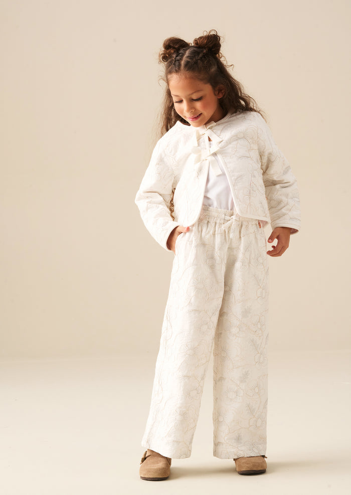 Aurora Floral Embroidered Tie Waist Trousers