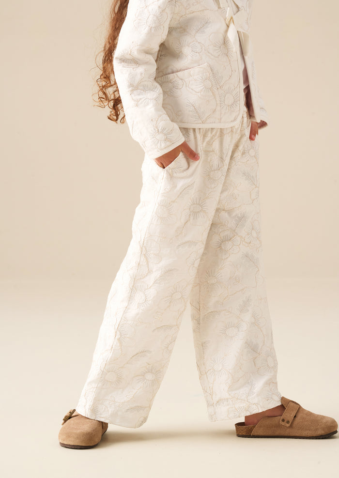 Aurora Floral Embroidered Tie Waist Trousers