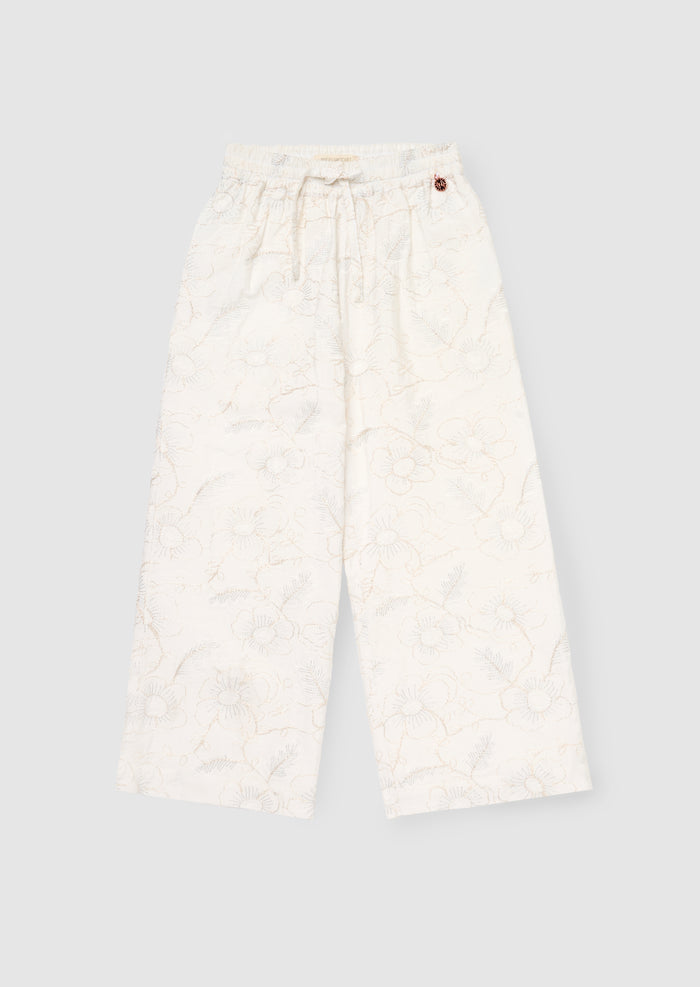 Aurora Floral Embroidered Tie Waist Trousers