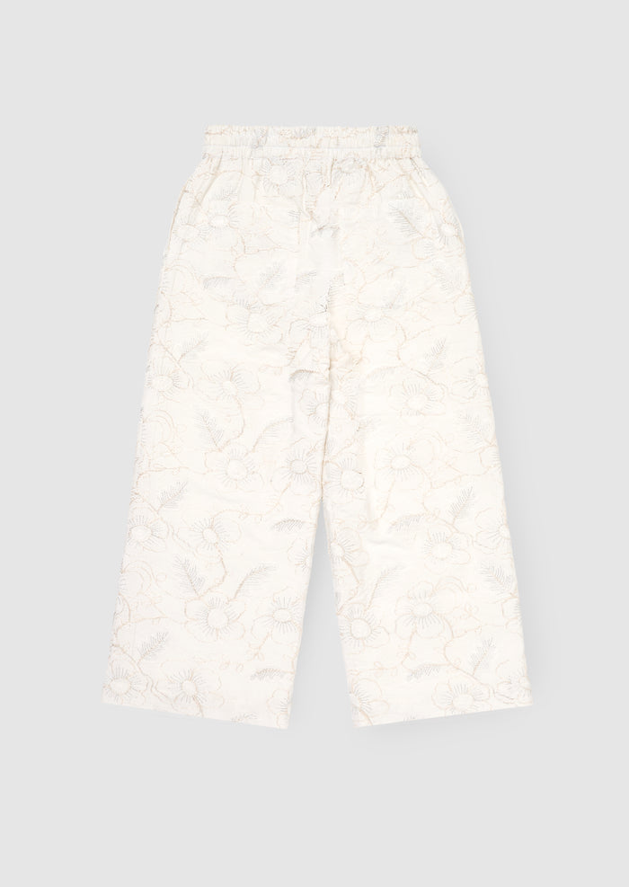 Aurora Floral Embroidered Tie Waist Trousers