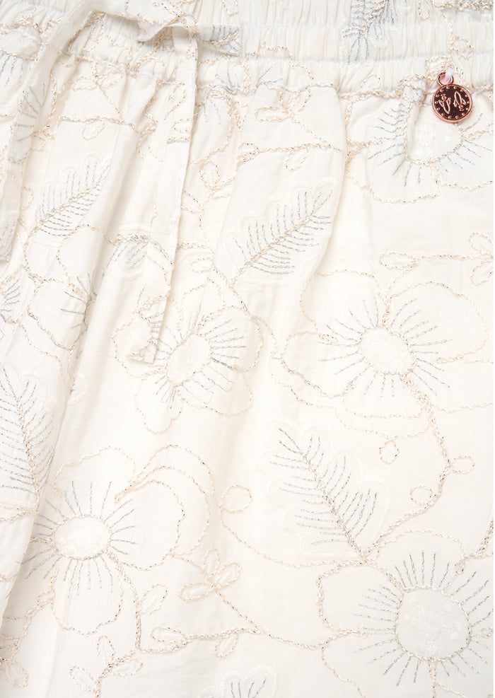 Aurora Floral Embroidered Tie Waist Trousers
