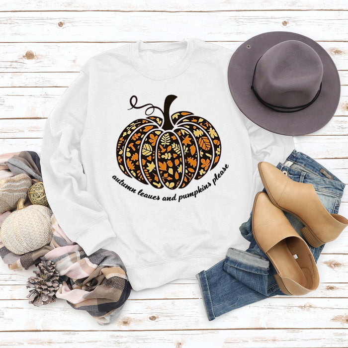 Autumn Leaves Letters Round Neck Pumpkin Halloween Long-sleeved Sweater Women