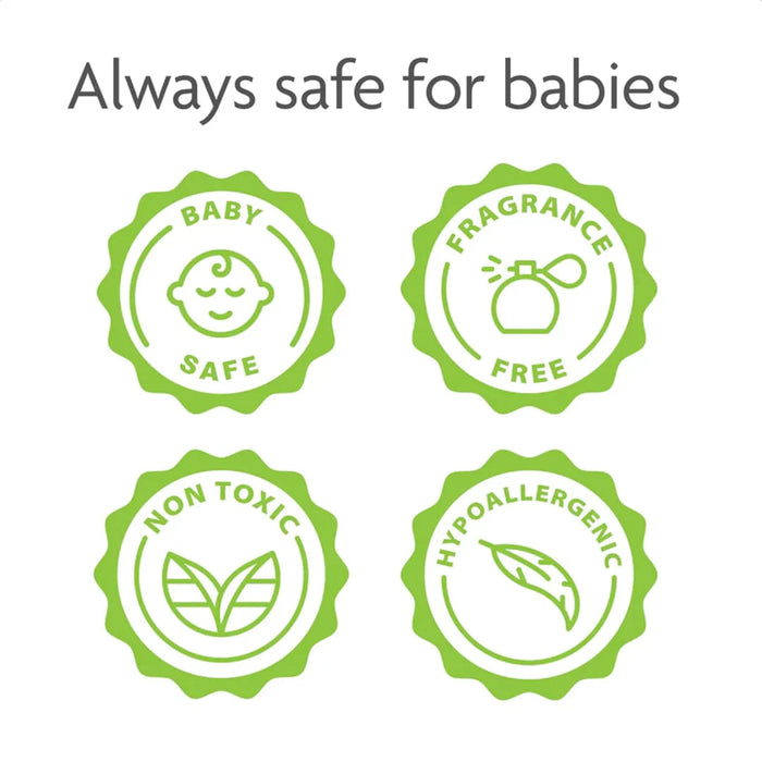 Baby Brezza baby product safety icons on Toshi Baby Bottle Washer Descaling Tablets