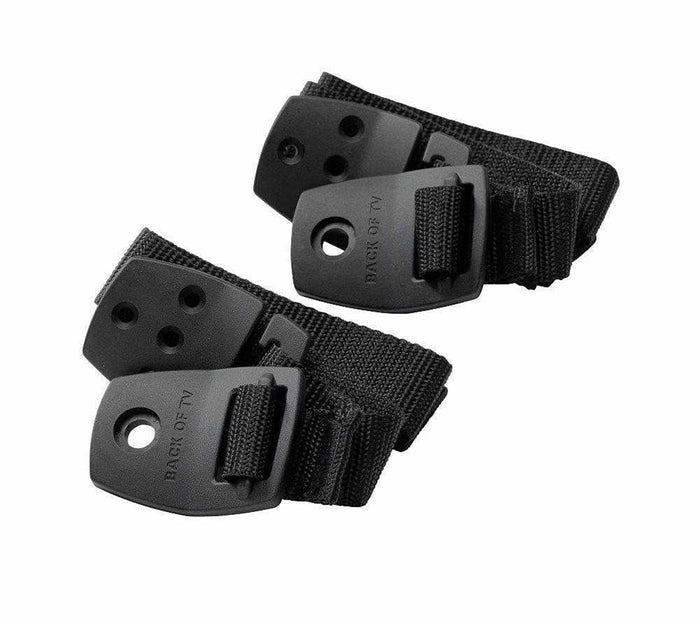 Two black TV safety straps on BabyDan Anti-Tip TV Strap for a flat-screen safe setup