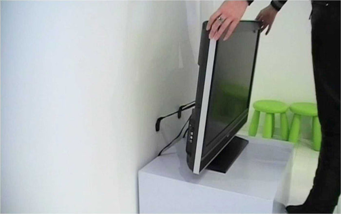 Flat-screen safe with BabyDan Anti-Tip TV Strap for secure TV mounting in your home