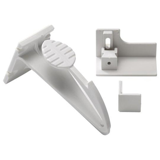 White plastic cabinet lock set for Babydan Drawer Easy Fix by Toshi Baby
