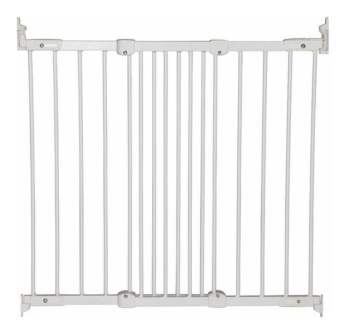 White metal safety gate from Babydan Flexi Fit for Toshi Baby and baby strollers