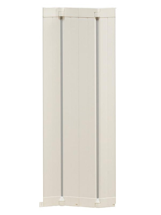 Folding white plastic door as part of BabyDan Guard Me Extensions White retractable safety barrier for baby strollers