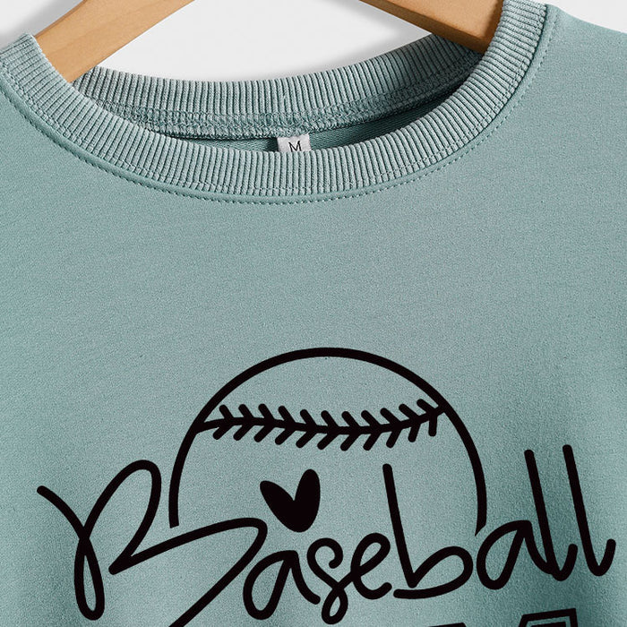 Baseball Mom Baseball Letter Printing Fall/Winter Baseball Long Sleeve Plus Size Sweater Girl