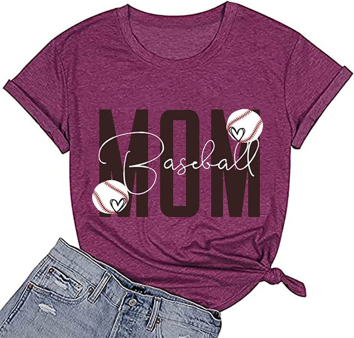 Baseball Mom T-Shirt Baseball Mom Shirt for Women Baseball Graphic Tee Shirt