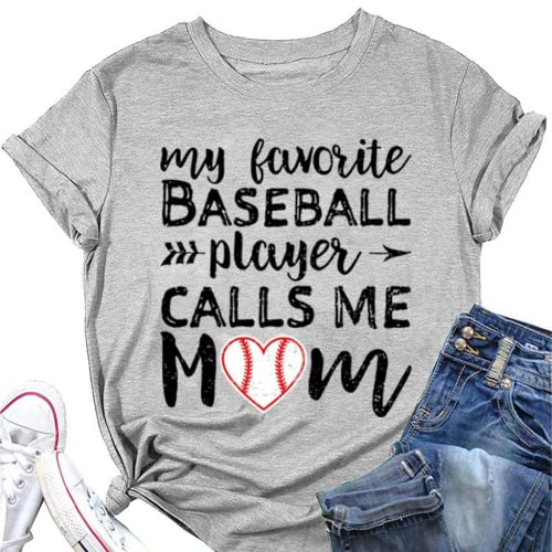 Baseball Mom Tees Women My Favorite Baseball Player Calls Me Mom T-Shirt