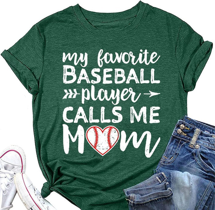 Baseball Mom Tees Women My Favorite Baseball Player Calls Me Mom T-Shirt