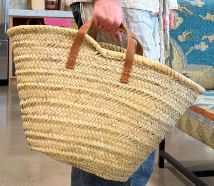 Basket Caramel Short Flat Leather Handle