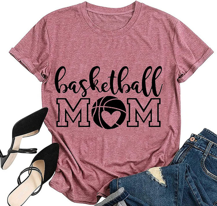 Basketball Mom T-Shirt for Women Funny Graphic Shirt for Women Novelty Shirt