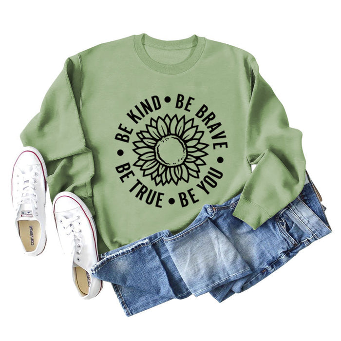 Olive green sweater (black font) / S