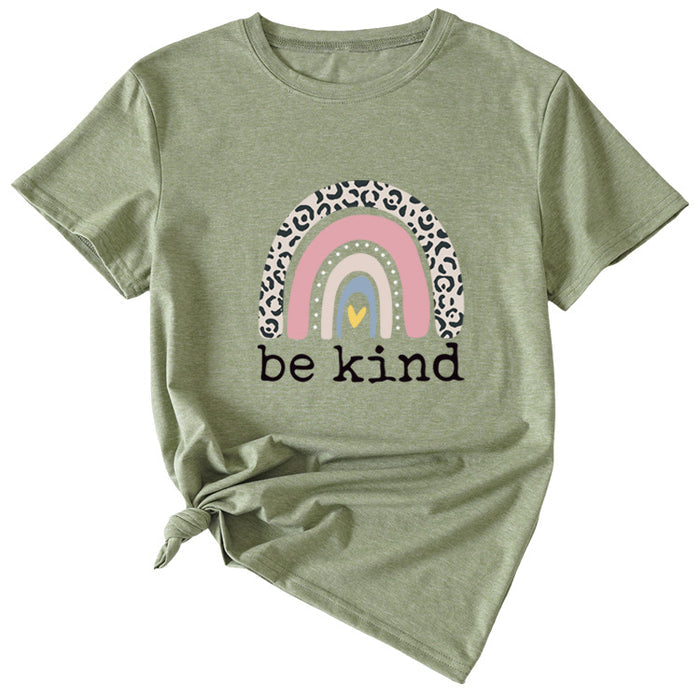 Be kind Funny Graphic Print Women's Summer Casual Loose Short Sleeve T-Shirt