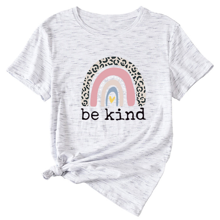 Be kind Funny Graphic Print Women's Summer Casual Loose Short Sleeve T-Shirt