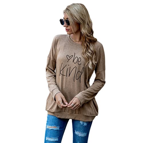 Be Kind Heart Gift Shirt Women Long Sleeve Kindness Fashion Blouse with Pockets
