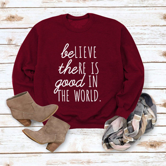 Red wine sweater (white font) / S