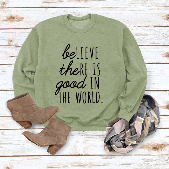 Olive green sweater (black font) / S