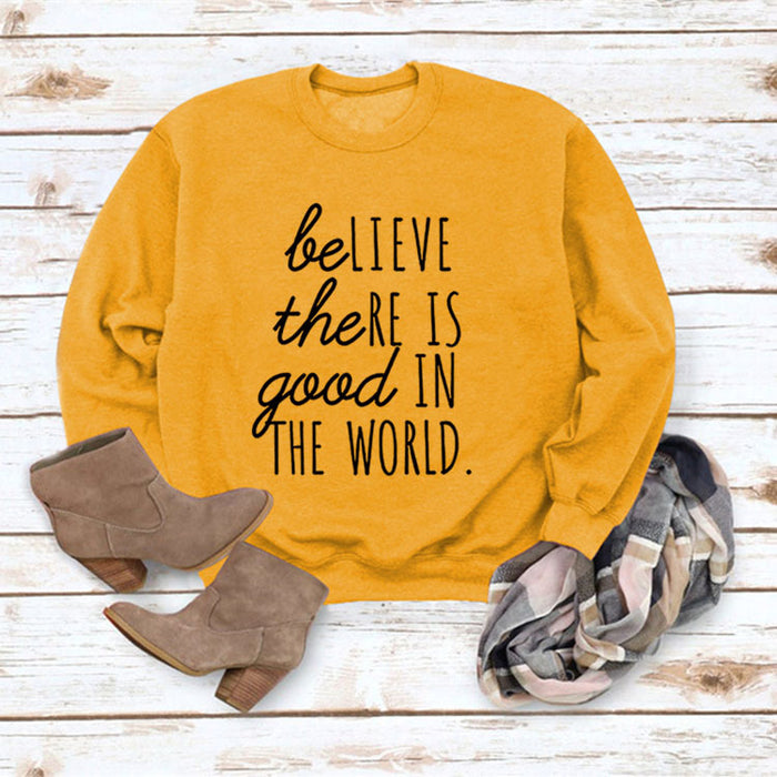 Yellow sweater (black font) / S