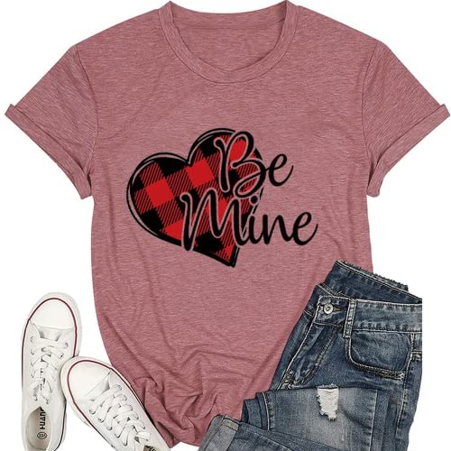 Be Mine Shirt Women Valentine's Day Buffalo Heart Tees