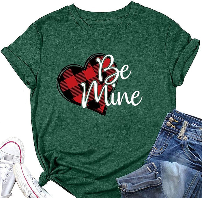 Be Mine Shirt Women Valentine's Day Buffalo Heart Tees