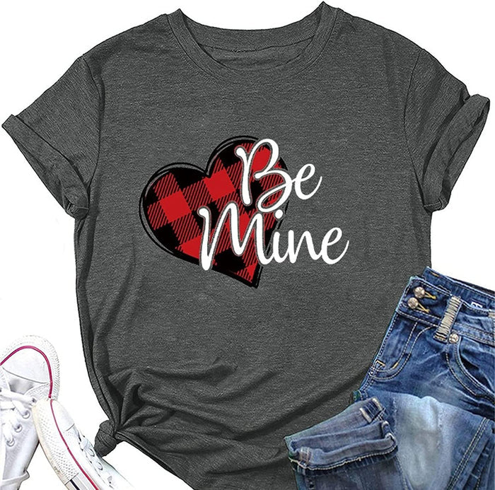 Be Mine Shirt Women Valentine's Day Buffalo Heart Tees
